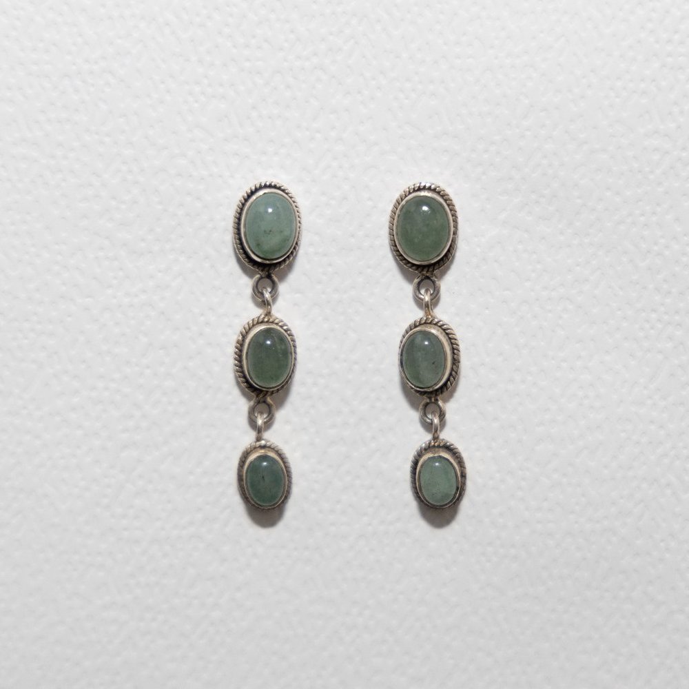 Aquamarine 3-tier stud earrings